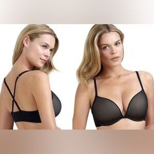 Le Mystere Womens 9977 Black Bardot Sexy Convertible Demi Plunge Bra Size 36D